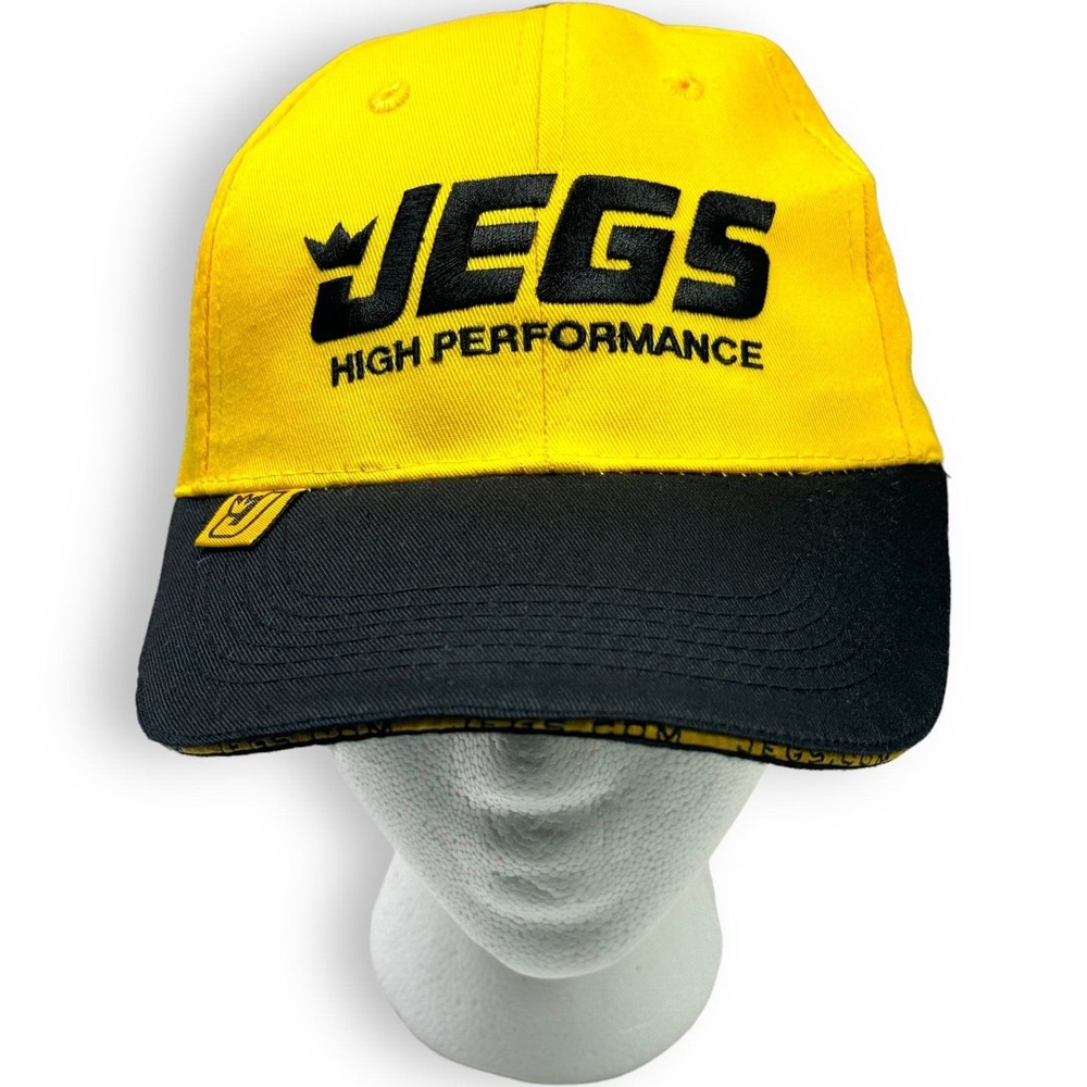 JEGS High Performance Headwear Hat Cap Adjustable Yellow and Black‎ Strapback